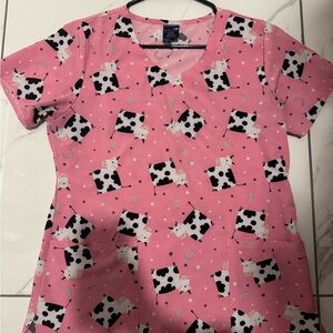 Pink Cow Print Women's Top